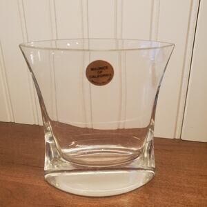 Vtg Maurice Of California Clear Crystal Vase 5” Heavy Made Poland Marquis Shape